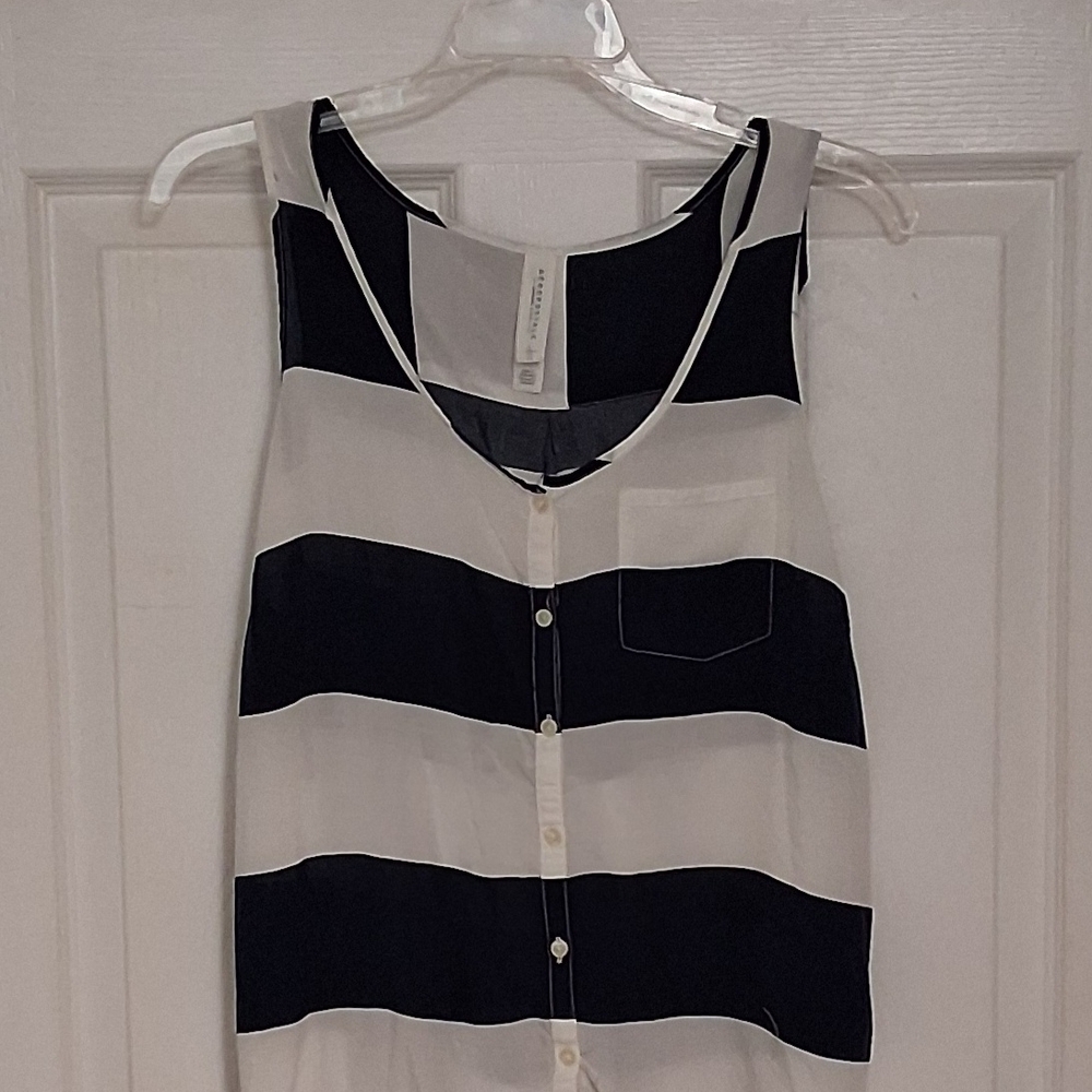 Navy and White Striped Sleeveless Top